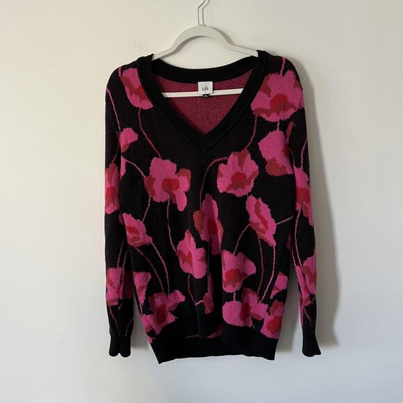 Cabi Sweater Womens Small Floral V Neck Pullover Cotton Blend 4102 - Picture 6 of 10